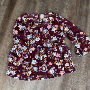 maroon floral blouse